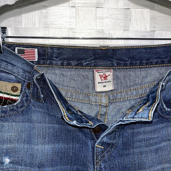 True Religion Womens Y2k Vintage Brianna Patchwork Aztec Button Fly Jean Size 26 - Picture 8 of 13